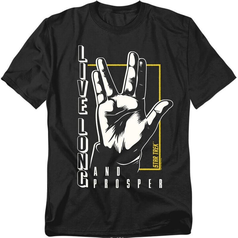 T-Shirt Manches courtes  de Star Trek - Spock - Live Long And Prosper Hand - M à 5XL - pour Homme - noir - Star Trek