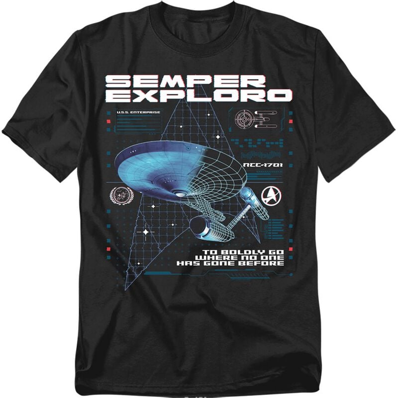 T-Shirt Manches courtes  de Star Trek - Enterprise Schematics - M à 5XL - pour Homme - noir - Star Trek