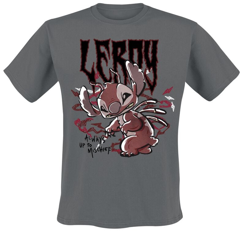 T-Shirt Manches courtes Disney de Lilo & Stitch - Leroy Always Up To Mischief - M à 3XL - pour Homme - gris - Lilo & Stitch