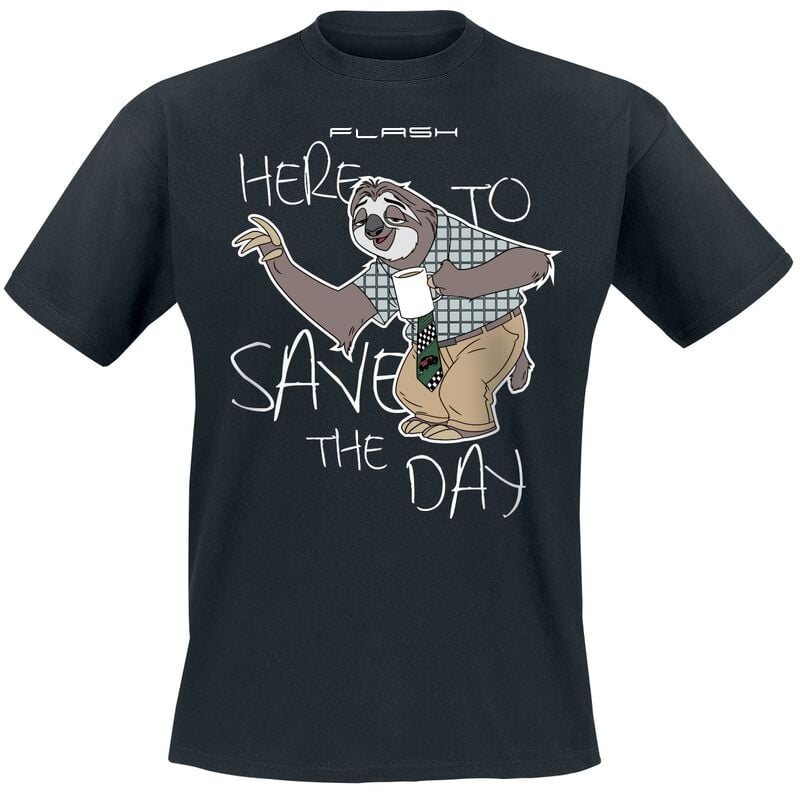 T-Shirt Manches courtes Disney de Zootopia - Flash - Here To Save The Day - M à 3XL - pour Homme - noir - Zootopia