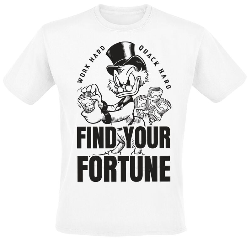 T-Shirt Manches courtes Disney de DuckTales - Dagobert Duck - Find Your Fortune - M à 3XL - pour Homme - blanc - DuckTales