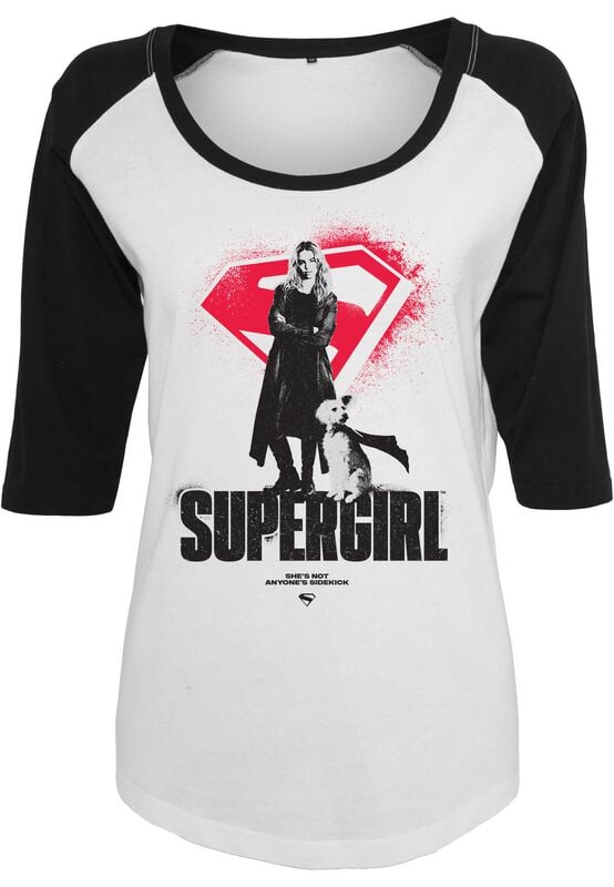 T-shirt manches longues  de Supergirl - She's Not A Sidekick - S à XXL - pour Femme - blanc/noir - Supergirl