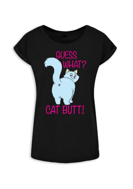 T-Shirt Manches courtes Fun de Tierisch - Guess What? Cat Butt! - S à XXL - pour Femme - noir - Tierisch