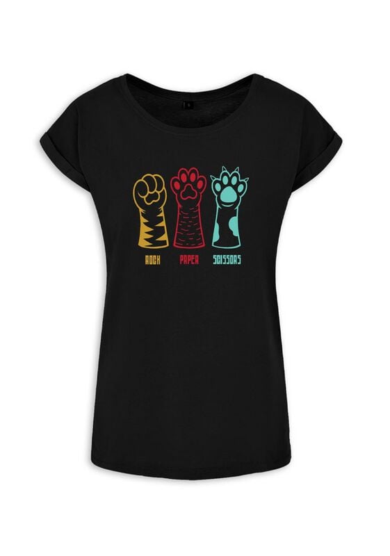T-Shirt Manches courtes Fun de Tierisch - Rock Paper Scissors - S à XXL - pour Femme - noir - Tierisch