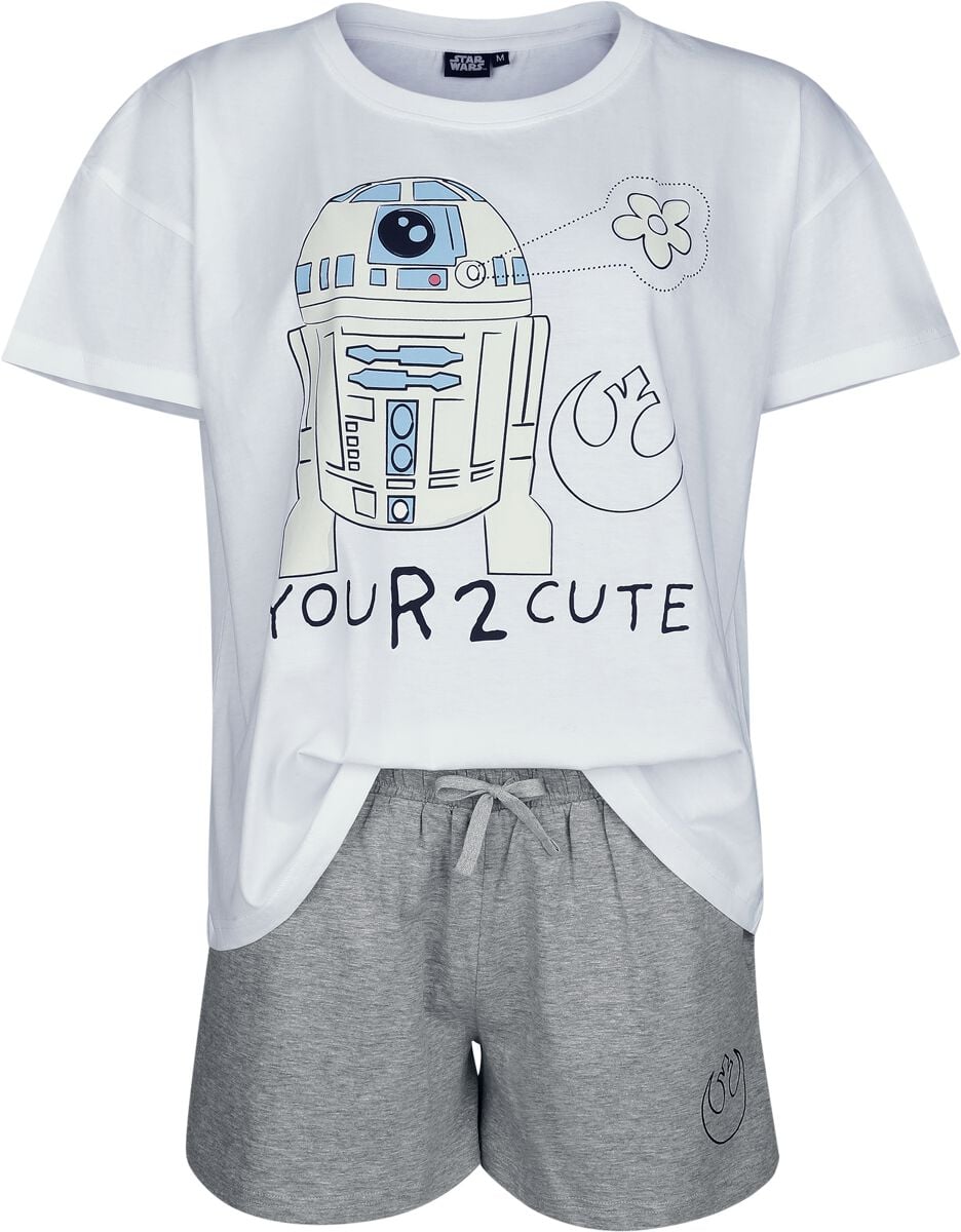 Pyjama Disney de Star Wars - You R2 - D2 Cute - S à XXL - pour Femme - blanc/gris - Star Wars
