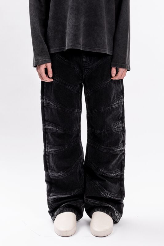 Jean  de Favela - CUTOUT WAVE BOOTCUT BLACK WASHED DENIM - 30 à 38 - pour Homme - noir - Favela