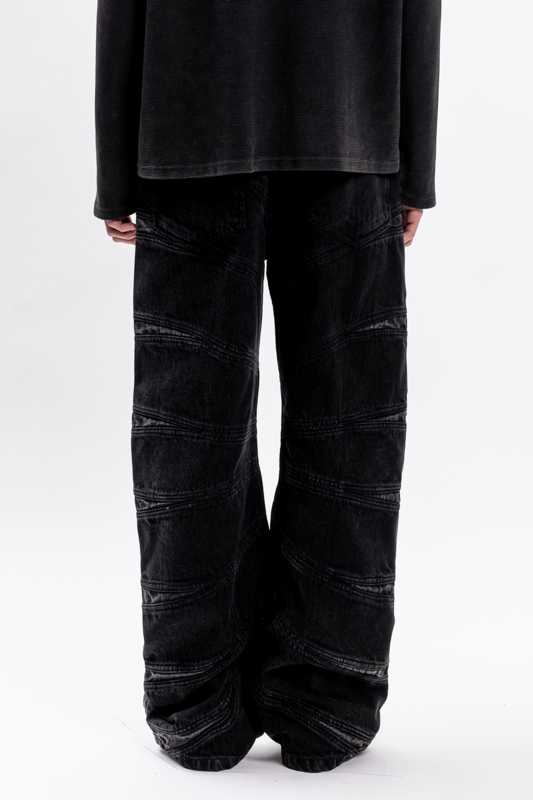 Jean  de Favela - CUTOUT WAVE BOOTCUT BLACK WASHED DENIM - 30 à 38 - pour Homme - noir - Favela - View 2