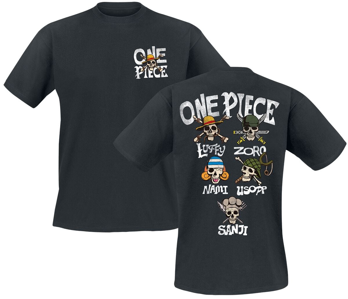 T-Shirt Manches courtes  de One Piece - Équipage du Chapeau de Paille - Crânes - S à XXL - pour Homme - noir - One Piece