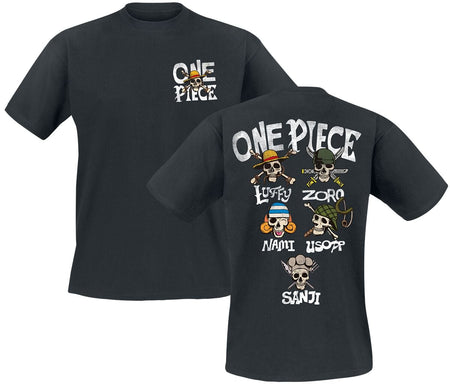 T-Shirt Manches courtes  de One Piece - Équipage du Chapeau de Paille - Crânes - S à XXL - pour Homme - noir - One Piece