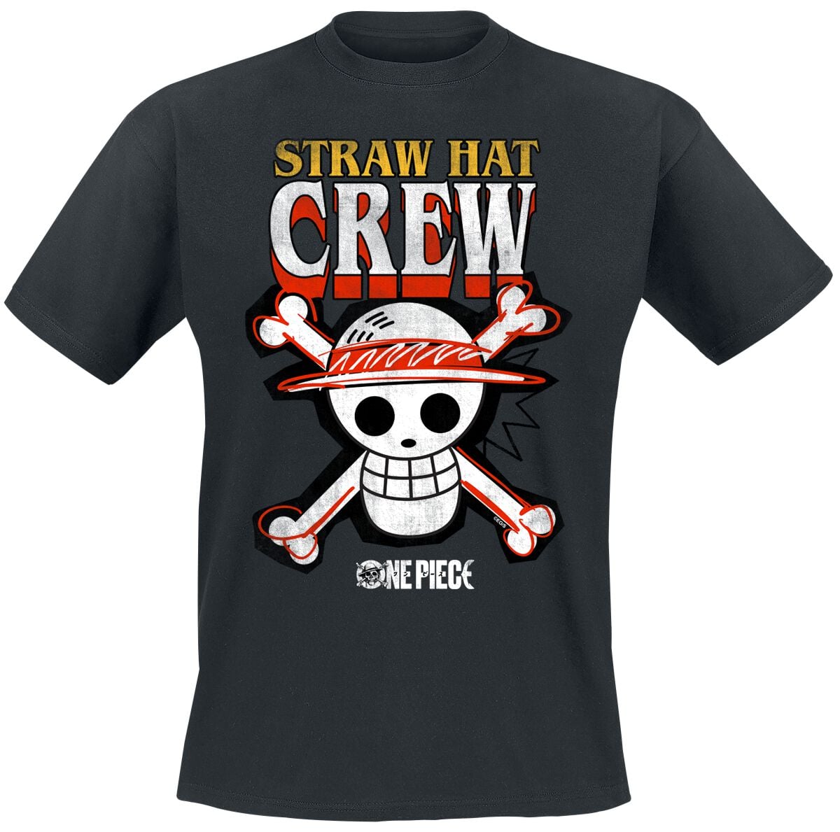 T-Shirt Manches courtes  de One Piece - Équipage du Chapeau de Paille - S à XL - pour Homme - noir - One Piece