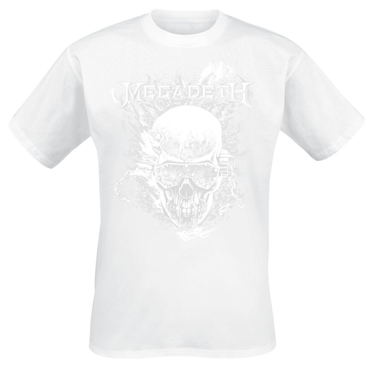 T-Shirt Manches courtes  de Megadeth - Vic & Flames - S à 5XL - pour Homme - blanc - Megadeth