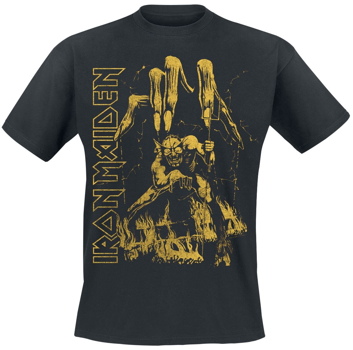 T-Shirt Manches courtes  de Iron Maiden - Eddie Big Hand Yellow - S à 3XL - pour Homme - noir - Iron Maiden