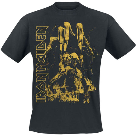 T-Shirt Manches courtes  de Iron Maiden - Eddie Big Hand Yellow - S à 3XL - pour Homme - noir - Iron Maiden