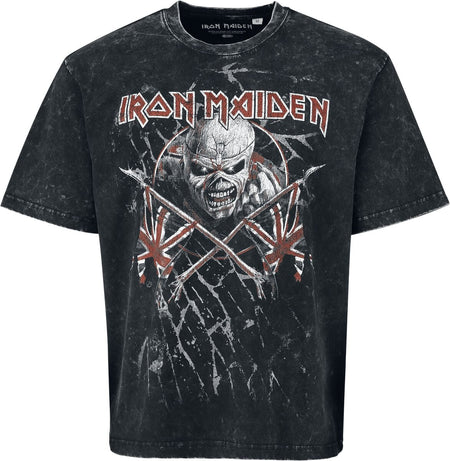T-Shirt Manches courtes  de Iron Maiden - Crossed Flags - S à XXL - pour Homme - anthracite - Iron Maiden