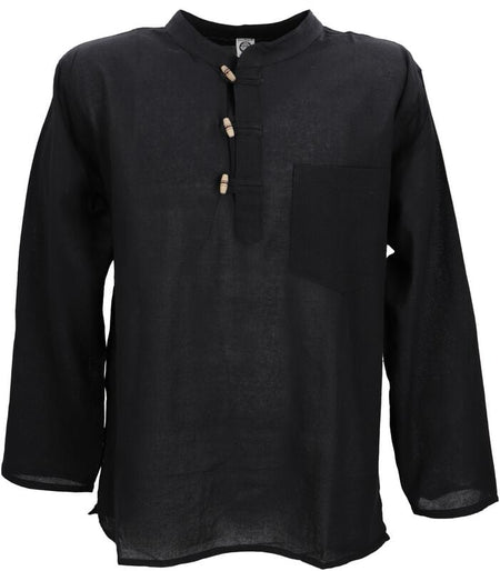 Chemise manches longues  de Guru-Shop - Nepal Fischerhemd, Goa Hippie Hemd, Yogahemd, Freizeithemd - schwarz - M à XL - pour Homme - noir - Guru-Shop