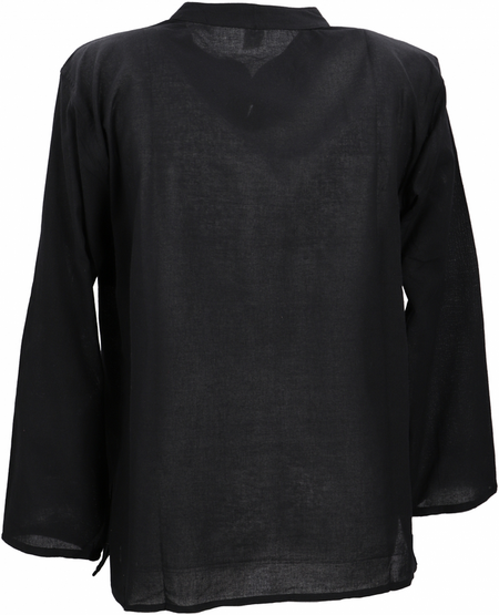 Chemise manches longues  de Guru-Shop - Nepal Fischerhemd, Goa Hippie Hemd, Yogahemd, Freizeithemd - schwarz - M à XL - pour Homme - noir - Guru-Shop - View 2