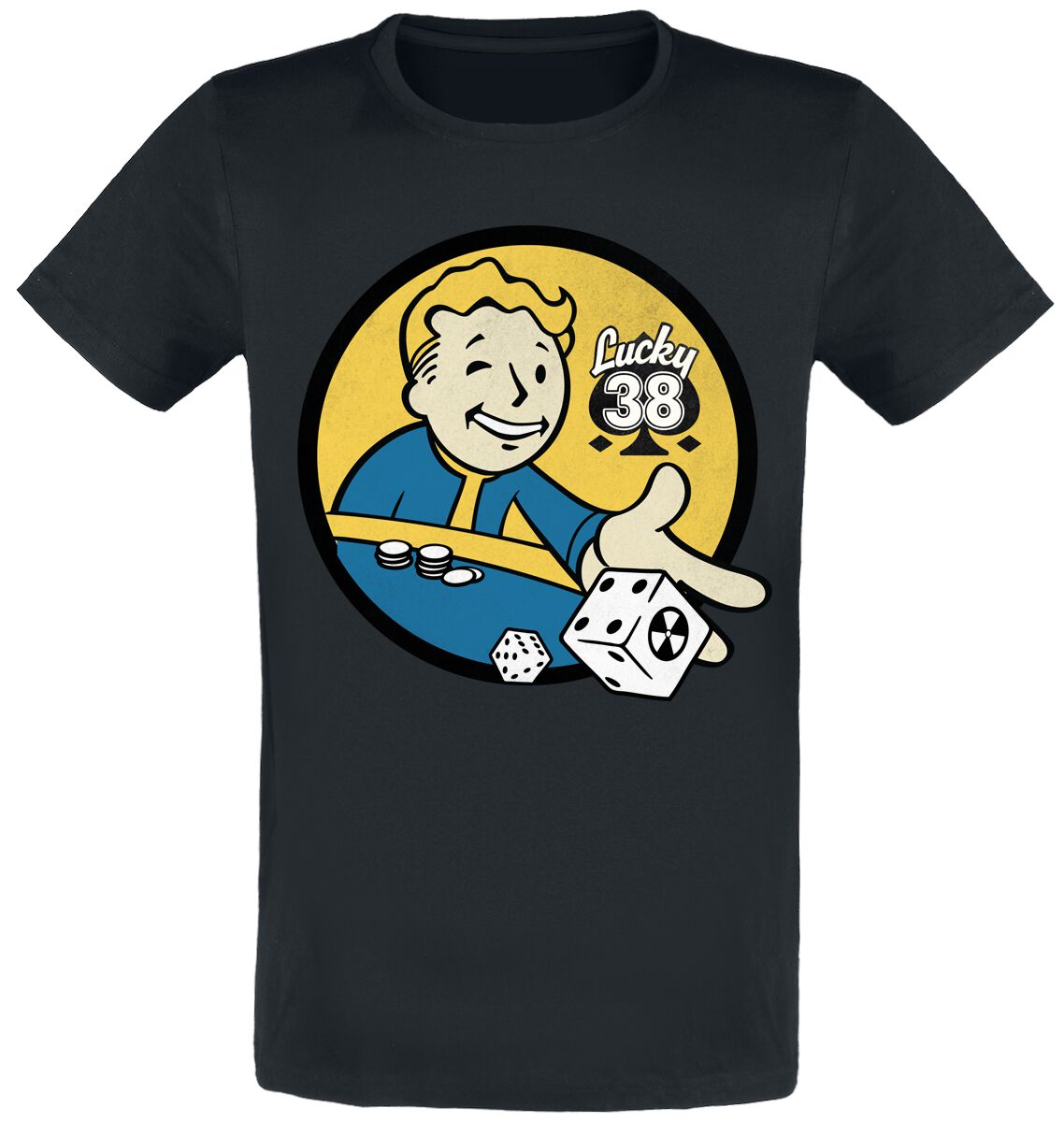 T-Shirt Manches courtes Gaming de Fallout - Lucky 38 Dés - S à XXL - pour Unisexe - noir - Fallout