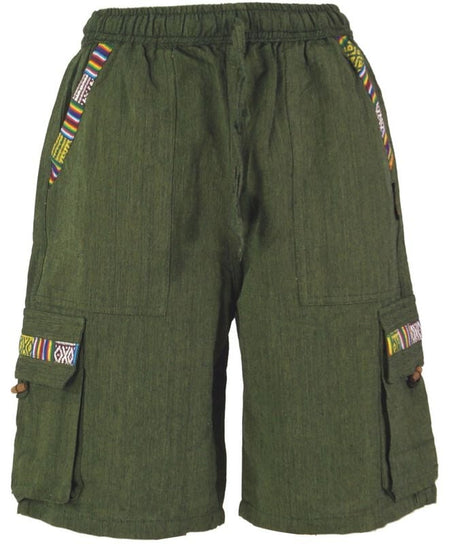 Short  de Guru-Shop - Ethno Yogashorts im Goastyle - XL - pour Homme - olive - Guru-Shop