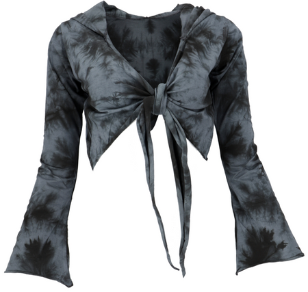 T-shirt manches longues  de Guru-Shop - Wickeltop, Yogatop - Batik/blau/grau - S à M - pour Femme - gris - Guru-Shop - View 2