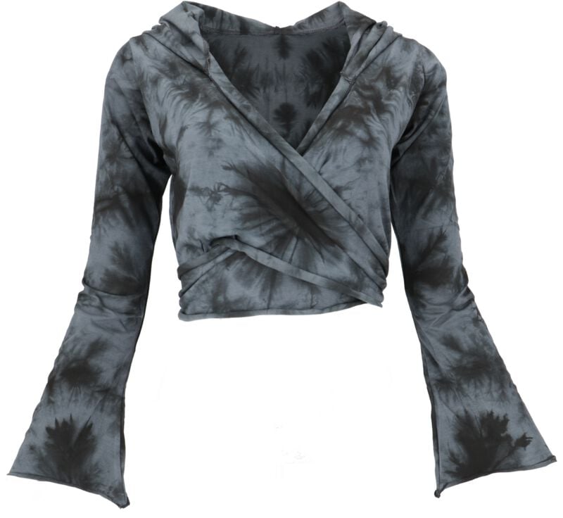 T-shirt manches longues  de Guru-Shop - Wickeltop, Yogatop - Batik/blau/grau - S à M - pour Femme - gris - Guru-Shop