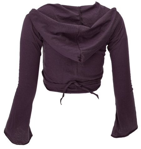 T-shirt manches longues  de Guru-Shop - Wickeltop, Yogatop, Langarmshirt mit Trompetenärmeln - aubergine - S à L - pour Femme - aubergine - Guru-Shop - View 2