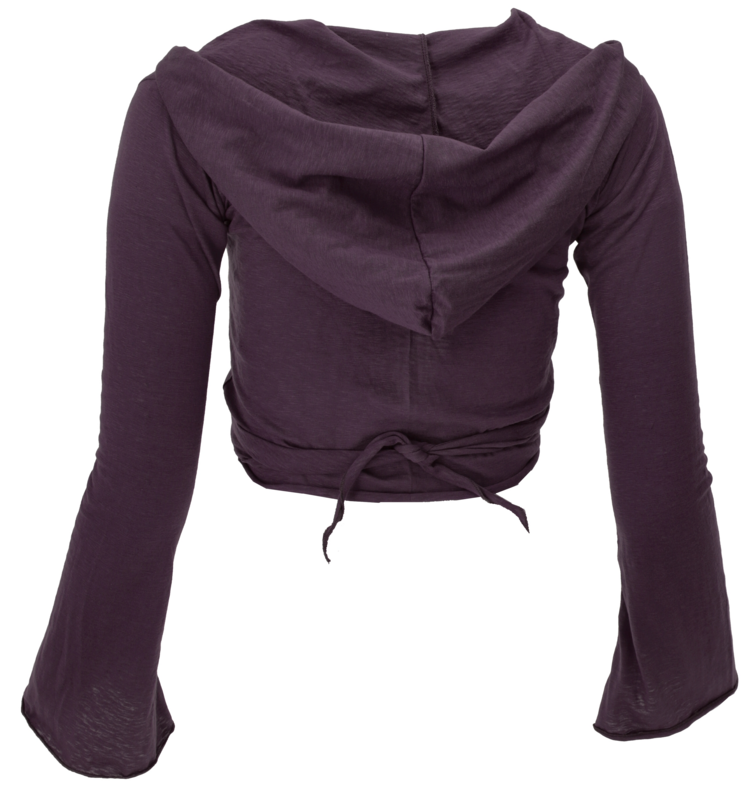 T-shirt manches longues  de Guru-Shop - Wickeltop, Yogatop, Langarmshirt mit Trompetenärmeln - aubergine - S à L - pour Femme - aubergine - Guru-Shop - View 2