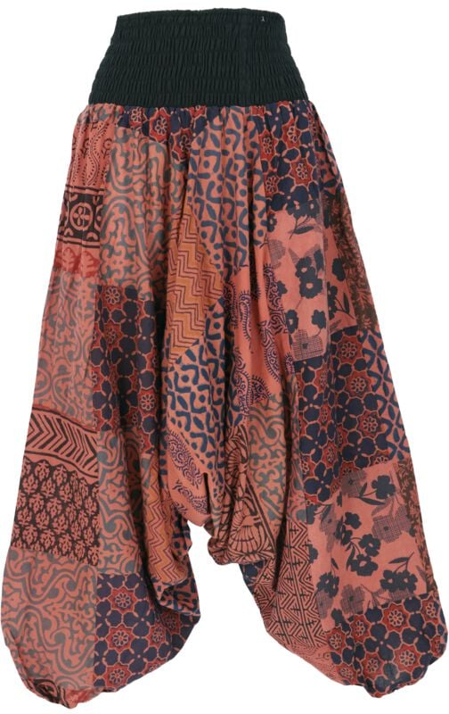 Pantalon en toile  de Guru-Shop - Sommerliche Aladinhose Patchwork Pluderhose, Hippie Hose - rot - Standard - pour Femme - rouge - Guru-Shop