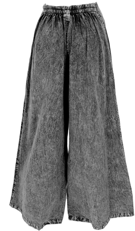 Pantalon en toile  de Guru-Shop - Palazzohose, Boho Baumwollhose, Hosenrock mit Blüten - schwarz/blau - S-M - pour Femme - noir/bleu - Guru-Shop - View 2