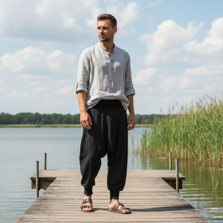 Pantalon en toile  de Guru-Shop - Unisex Goa Aladin Pluderhose - schwarz - S à L - pour Unisexe - noir - Guru-Shop - View 2