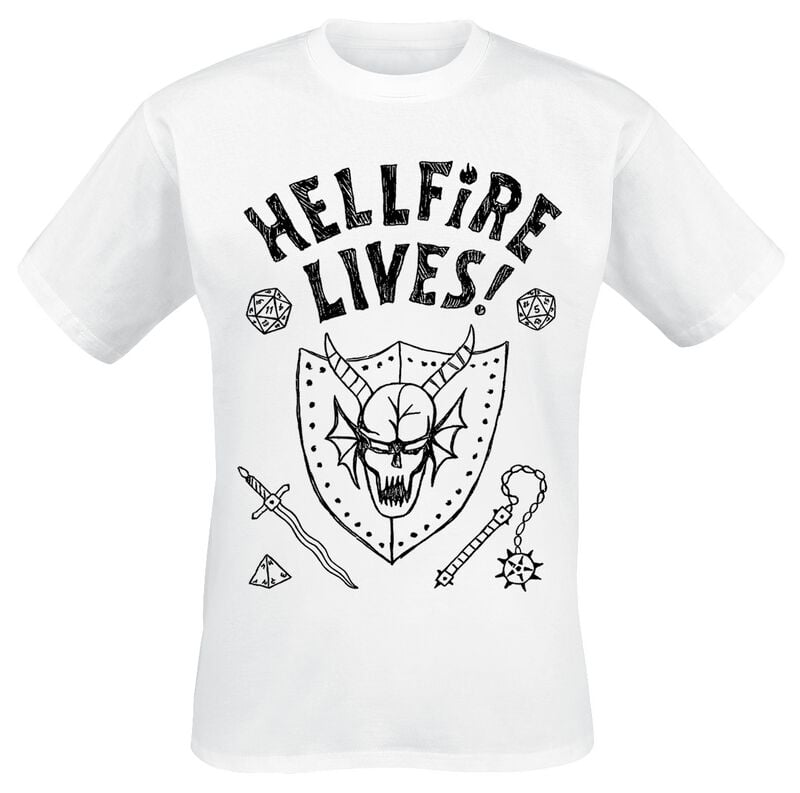 T-Shirt Manches courtes  de Stranger Things - Season 5 - Hellfire Lives! - S à 5XL - pour Homme - blanc - Stranger Things