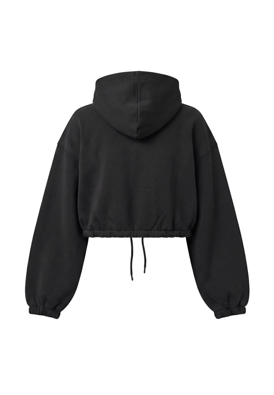 Sweat-shirt zippé à capuche  de Urban Classics - Ladies Fluffy Cropped Zip Hoodie - XS à XL - pour Femme - noir - Urban Classics - View 2