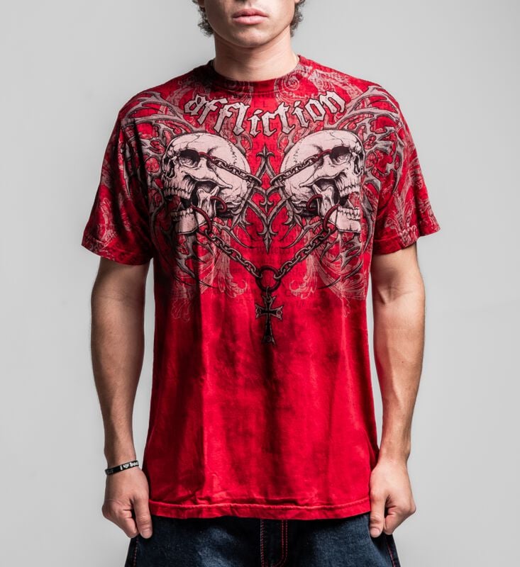 T-Shirt Manches courtes  de Affliction - Collapse S/S Tee - L à XXL - pour Homme - rouge - Affliction