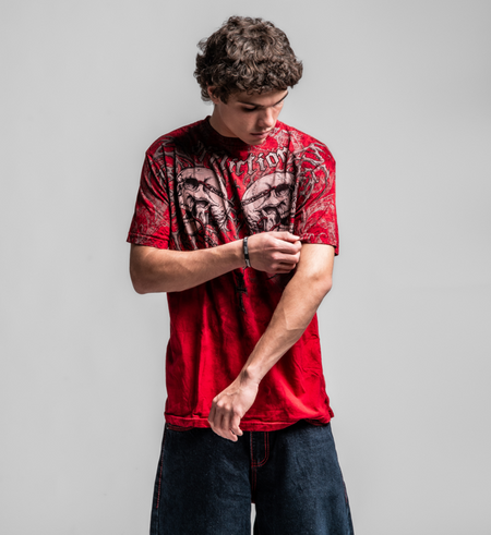 T-Shirt Manches courtes  de Affliction - Collapse S/S Tee - L à XXL - pour Homme - rouge - Affliction - View 2