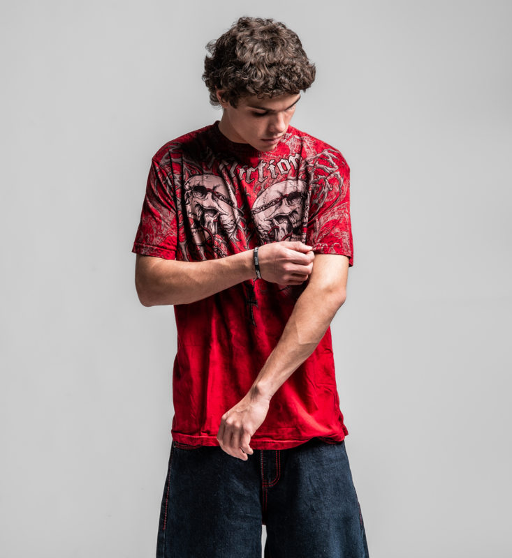 T-Shirt Manches courtes  de Affliction - Collapse S/S Tee - L à XXL - pour Homme - rouge - Affliction - View 2