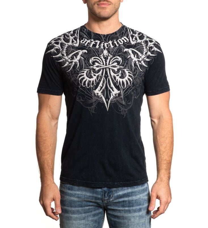 T-Shirt Manches courtes  de Affliction - Skeleton S/S Tee - XL - pour Homme - noir - Affliction