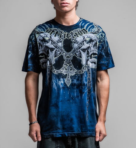 T-Shirt Manches courtes  de Affliction - Decimation S/S Tee - XL à XXL - pour Homme - bleu foncé - Affliction