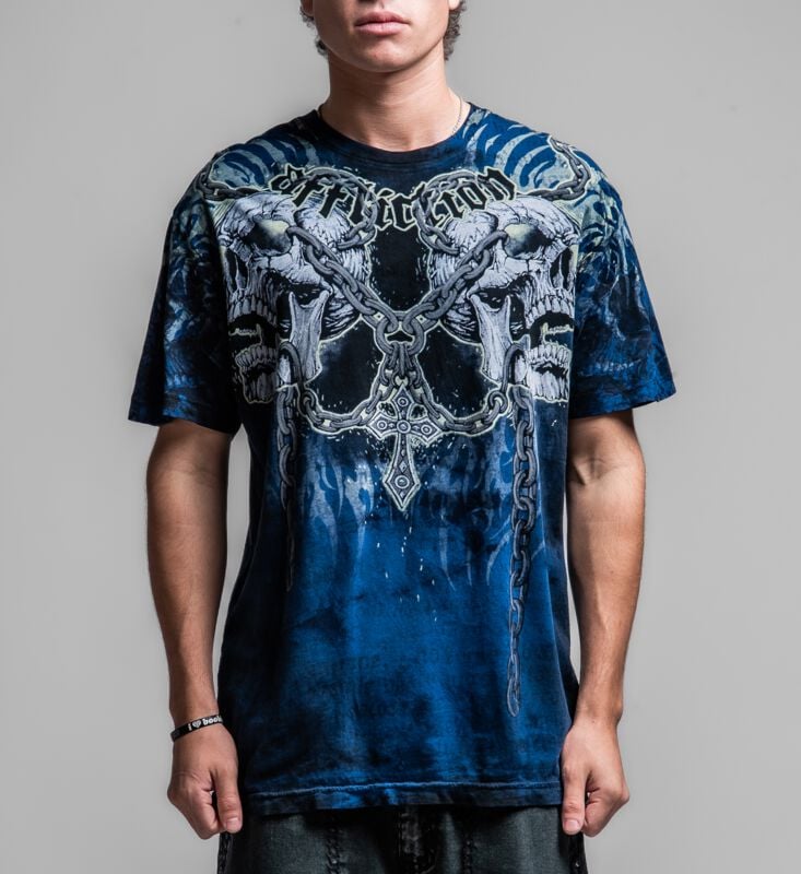 T-Shirt Manches courtes  de Affliction - Decimation S/S Tee - XL à XXL - pour Homme - bleu foncé - Affliction