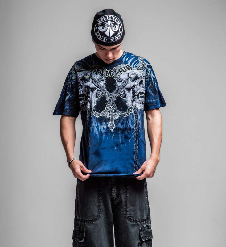 T-Shirt Manches courtes  de Affliction - Decimation S/S Tee - XL à XXL - pour Homme - bleu foncé - Affliction - View 2