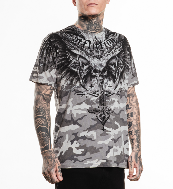 T-Shirt Manches courtes  de Affliction - Death Eyes S/S Tee - L à XXL - pour Homme - gris - Affliction - View 2