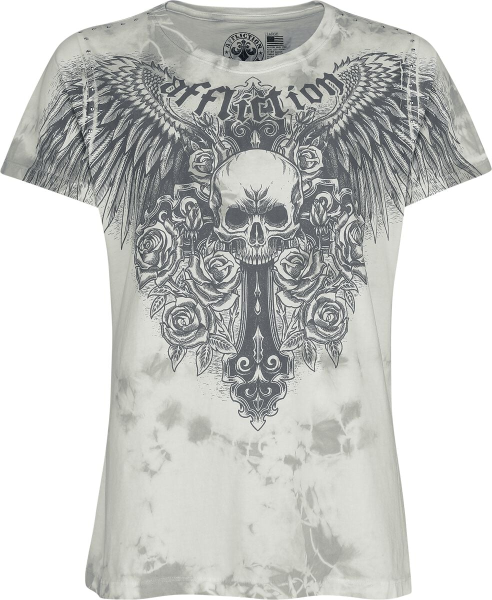 T-Shirt Manches courtes  de Affliction - Indifference S/S Tee - M à L - pour Femme - blanc - Affliction