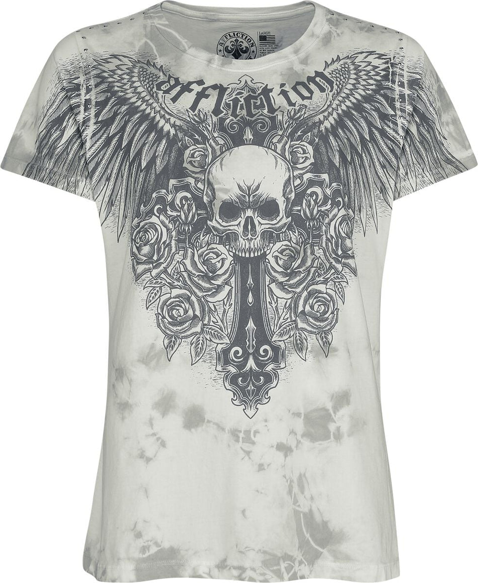 T-Shirt Manches courtes  de Affliction - Indifference S/S Tee - M à L - pour Femme - blanc - Affliction