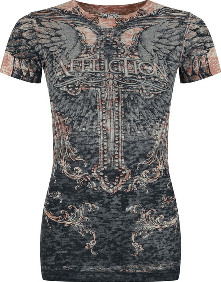 T-Shirt Manches courtes  de Affliction - Isabella S/S Tee - S à XL - pour Femme - marron - Affliction