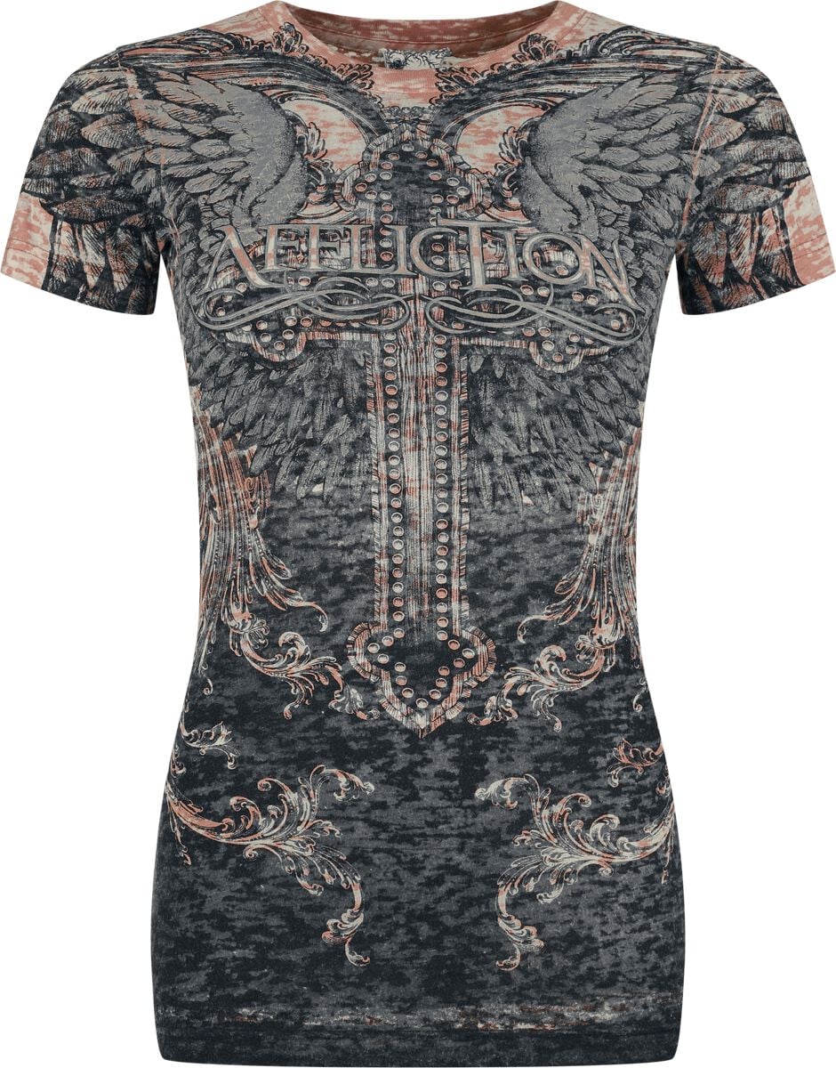 T-Shirt Manches courtes  de Affliction - Isabella S/S Tee - S à XL - pour Femme - marron - Affliction