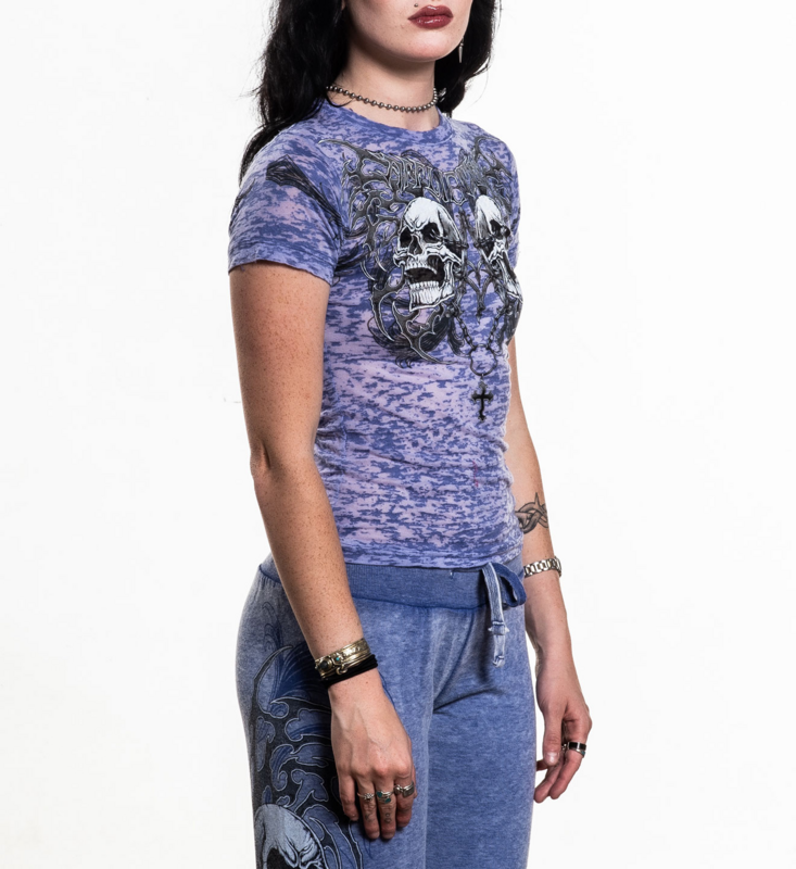 T-Shirt Manches courtes  de Affliction - Shred Fest S/S B/O Tee - S à XL - pour Femme - bleu - Affliction - View 2