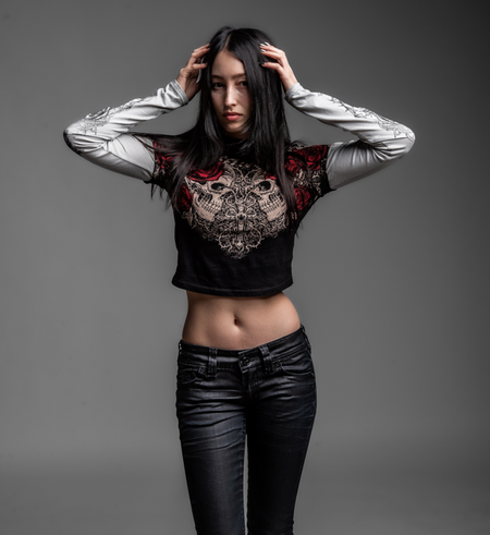 T-shirt manches longues  de Affliction - Forgotten 2Fer - S à XL - pour Femme - noir - Affliction - View 2