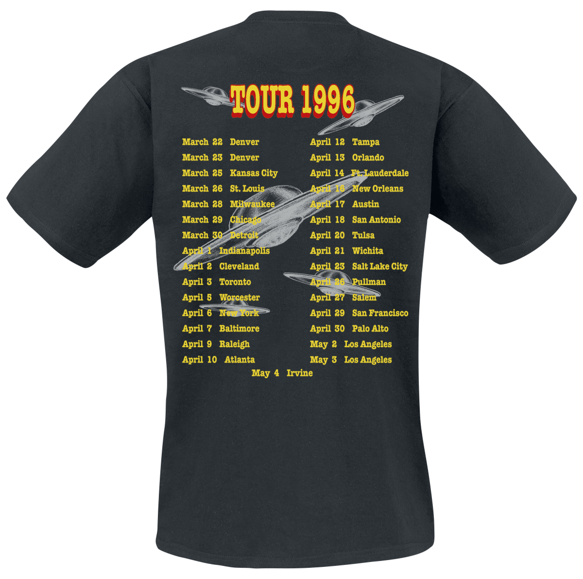 T-Shirt Manches courtes  de Foo Fighters - Tour ´96 - S à 3XL - pour Homme - noir - Foo Fighters - View 2