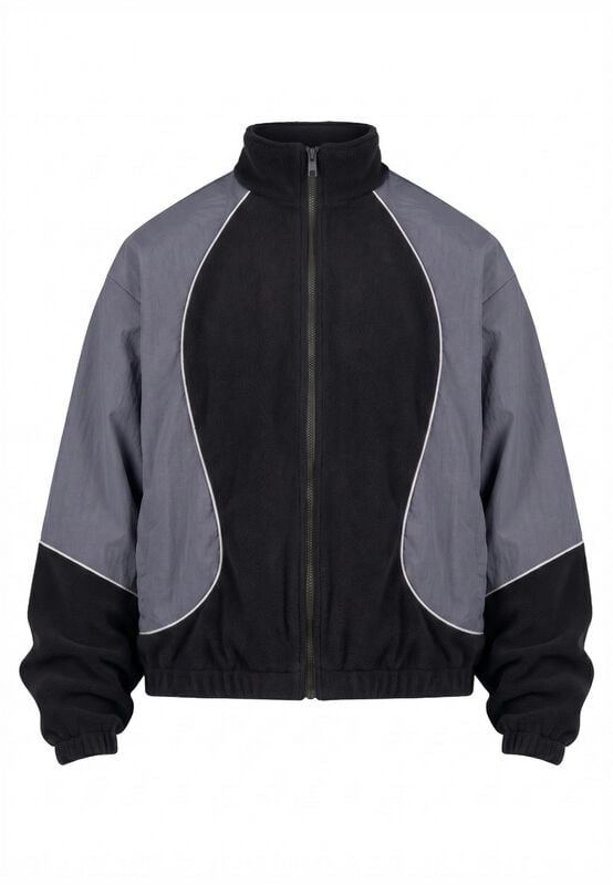 Veste Polaire  de Urban Classics - Polarfleece Taslan Track Jacket - S à M - pour Homme - noir/gris - Urban Classics