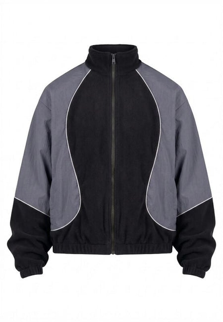 Veste Polaire  de Urban Classics - Polarfleece Taslan Track Jacket - S à M - pour Homme - noir/gris - Urban Classics