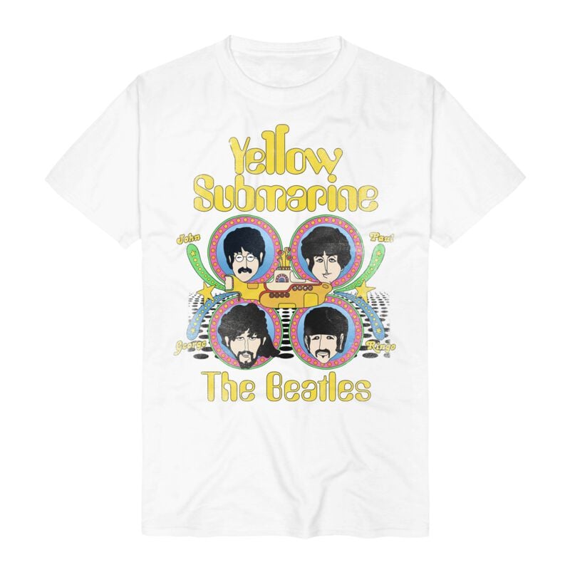 T-Shirt Manches courtes  de The Beatles - Yellow Submarine Heads - S à 3XL - pour Homme - blanc - The Beatles