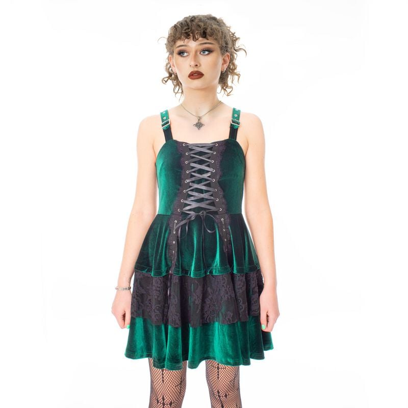Robe courte Gothic de Poizen Industries - Nerissa Dress - XS à XXL - pour Femme - vert - Poizen Industries